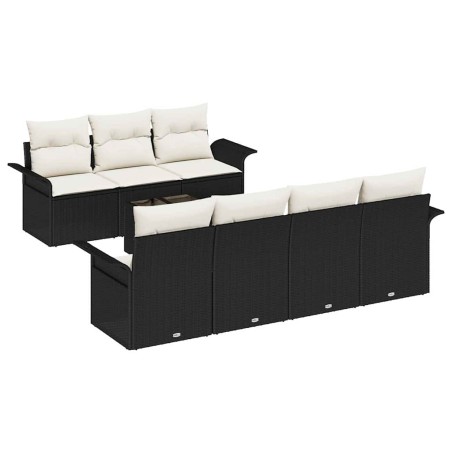 vidaXL Set Giardino con Divano a 8 Pezzi e Cuscini in Rattan Nero