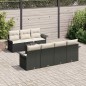 vidaXL Set Giardino con Divano a 8 Pezzi e Cuscini in Rattan Nero