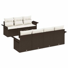 vidaXL Set di Divani da Giardino a 8 Pezzi con Cuscini Marrone in Rattan Sintetico