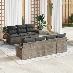 vidaXL Set giardino 8 pezzi con cuscini grigi in rattan sintetico