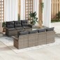 vidaXL Set giardino 8 pezzi con cuscini grigi in rattan sintetico