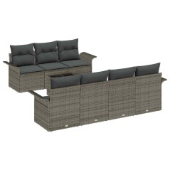 vidaXL Set giardino 8 pezzi con cuscini grigi in rattan sintetico