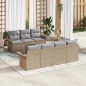 vidaXL Set Divano da Giardino 8 Pezzi con Cuscini Beige in Polyrattan