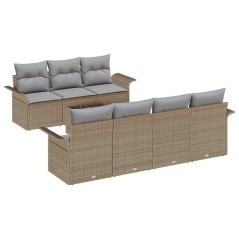 vidaXL Set Divano da Giardino 8 Pezzi con Cuscini Beige in Polyrattan