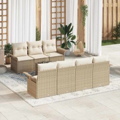 vidaXL Set Divano Giardino 8 Pezzi con Cuscini Beige in Rattan Sintetico