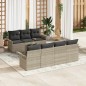 vidaXL Set di divani da giardino da 8 pezzi con cuscini grigio chiaro in polyrattan