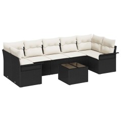 vidaXL Set di divani da giardino , 8 pezzi con cuscini in rattan nero