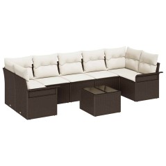 vidaXL Set da Giardino di 8 Pezzi con Cuscini in Rattan Sintetico Marrone