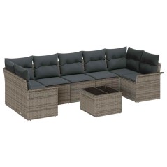vidaXL Set da giardino di 8 pezzi con cuscini grigi in rattan sintetico