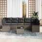 vidaXL Set da giardino di 8 pezzi con cuscini grigi in rattan sintetico