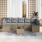 vidaXL Set di divani da giardino da 8 pezzi con cuscini in polirattan beige