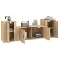 Set di Mobili Porta TV 3 pz Rovere Sonoma in Legno Multistrato Set di Mobili Porta TV 3 pz Rovere Sonoma in Legno Multistrato