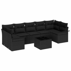 vidaXL Set da giardino 8 pezzi con cuscini neri in rattan sintetico