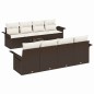 vidaXL Set di divani da giardino 9 pezzi con cuscini in polirattan marrone