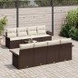 vidaXL Set di divani da giardino 9 pezzi con cuscini in polirattan marrone