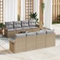 vidaXL Set di divani da giardino da 9 pezzi con cuscini beige in rattan sintetico