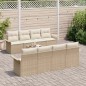 vidaXL Set di Divani da Giardino 9 Pezzi con Cuscini Beige in Rattan Sintetico vidaXL Set di Divani da Giardino 9 Pezzi con Cuscini Beige in Rattan Sintetico