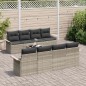 vidaXL Set di divani da giardino 9 pezzi con cuscini grigio chiaro in polirattan