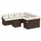 vidaXL Set di mobili da giardino con 9 pezzi e cuscini in rattan sintetico marrone