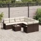 vidaXL Set di mobili da giardino con 9 pezzi e cuscini in rattan sintetico marrone