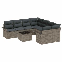 vidaXL Set di divani da giardino da 9 pezzi con cuscini grigi