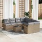 vidaXL Set da Giardino in 9 Pezzi con Cuscini Beige in Rattan Sintetico