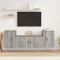 Set Mobili Porta TV 3 pz Grigio Sonoma in Legno Multistrato Set Mobili Porta TV 3 pz Grigio Sonoma in Legno Multistrato