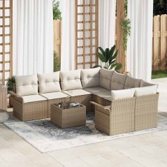 vidaXL Set di divani da giardino 9 pz con cuscini beige