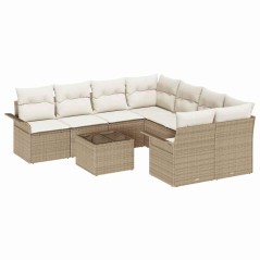 vidaXL Set di divani da giardino 9 pz con cuscini beige