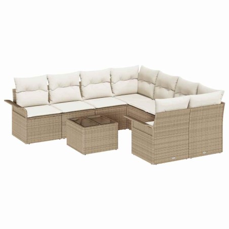 vidaXL Set di divani da giardino 9 pz con cuscini beige