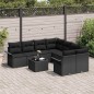 vidaXL Set di divani da giardino 9 pezzi con cuscini in polyrattan nero vidaXL Set di divani da giardino 9 pezzi con cuscini in polyrattan nero