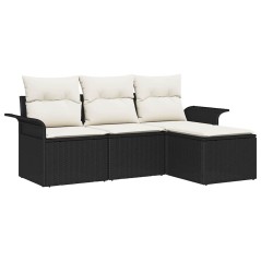 vidaXL Set di divani da giardino 4 pezzi con cuscini in rattan sintetico nero