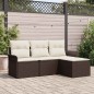 vidaXL Set di divani da giardino a 4 pezzi con cuscini in rattan polietilene marrone