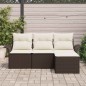 vidaXL Set di divani da giardino a 4 pezzi con cuscini in rattan polietilene marrone