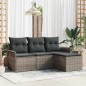 vidaXL Set giardino 4 pezzi in rattan sintetico con cuscini grigi