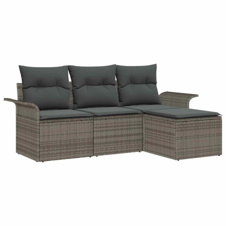 vidaXL Set giardino 4 pezzi in rattan sintetico con cuscini grigi