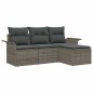 vidaXL Set giardino 4 pezzi in rattan sintetico con cuscini grigi