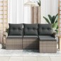 vidaXL Set giardino 4 pezzi in rattan sintetico con cuscini grigi