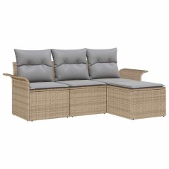 vidaXL Set da giardino in rattan polietilene di 4 pezzi con cuscini beige