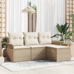 vidaXL Set di divani da giardino 4 pezzi con cuscini beige