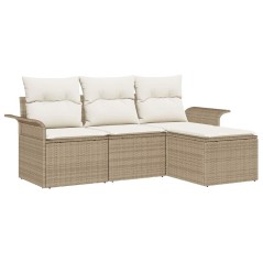 vidaXL Set di divani da giardino 4 pezzi con cuscini beige