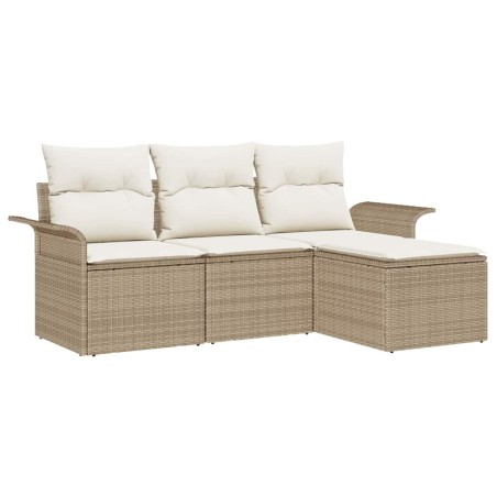 vidaXL Set di divani da giardino 4 pezzi con cuscini beige