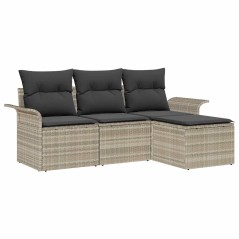 vidaXL Set da giardino 4 pezzi con cuscini grigio chiaro in polirattan