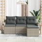 vidaXL Set da giardino 4 pezzi con cuscini grigio chiaro in polirattan vidaXL Set da giardino 4 pezzi con cuscini grigio chiaro in polirattan