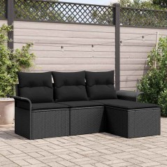 vidaXL Set da giardino 4 pezzi in polirattan nero