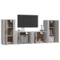 Set di Mobili Porta TV 4 pz Grigio Sonoma in Legno Multistrato Set di Mobili Porta TV 4 pz Grigio Sonoma in Legno Multistrato