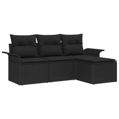 vidaXL Set da giardino 4 pezzi in polirattan nero