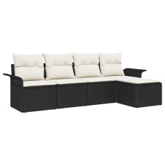 vidaXL Set di divani da giardino 5 pezzi con cuscini neri in rattan sintetico
