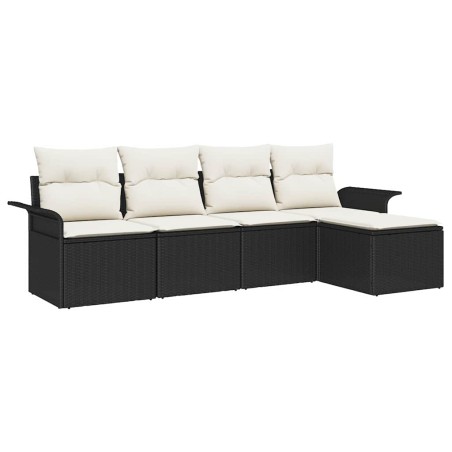 vidaXL Set di divani da giardino 5 pezzi con cuscini neri in rattan sintetico