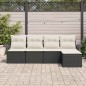 vidaXL Set di divani da giardino 5 pezzi con cuscini neri in rattan sintetico vidaXL Set di divani da giardino 5 pezzi con cuscini neri in rattan sintetico